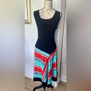 MSK dress size XL. Black with pretty “skirt” orange, turquoise and black.